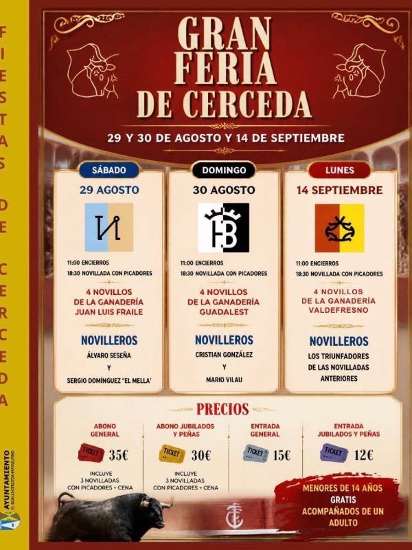 Cerceda presenta una interesante feria de novilladas con tres tardes de juventud y variedad ganadera