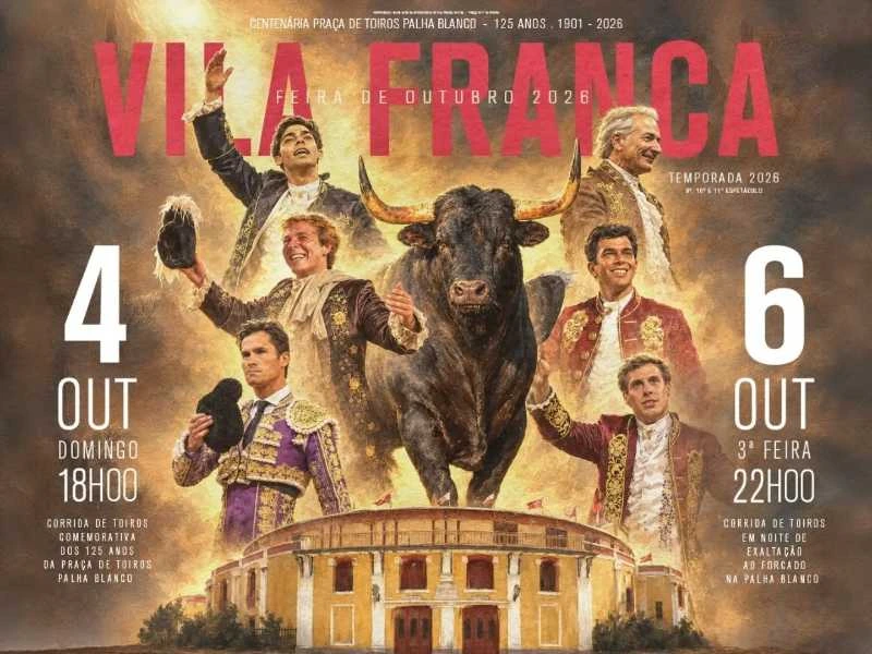 Vila Franca de Xira presenta los carteles de la Feria de Octubre 2026 para conmemorar los 125 años de la Palha Blanco