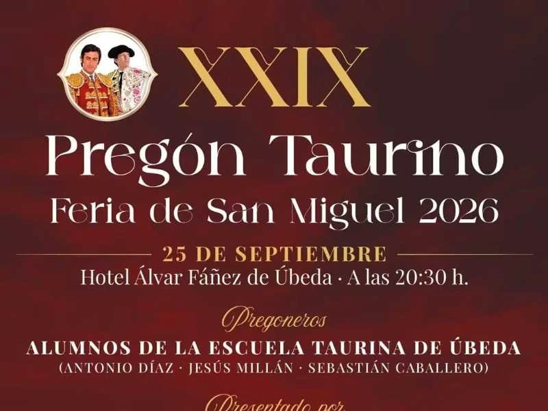 Úbeda celebrará su XXIX Pregón Taurino con el futuro de la tauromaquia local como gran protagonista